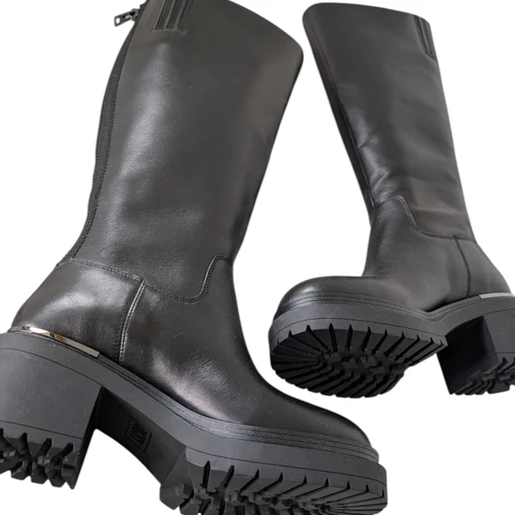 New DKNY Paloma Logo Knee High Platform Boot in Black... Size 7 - Picture 4 of 12